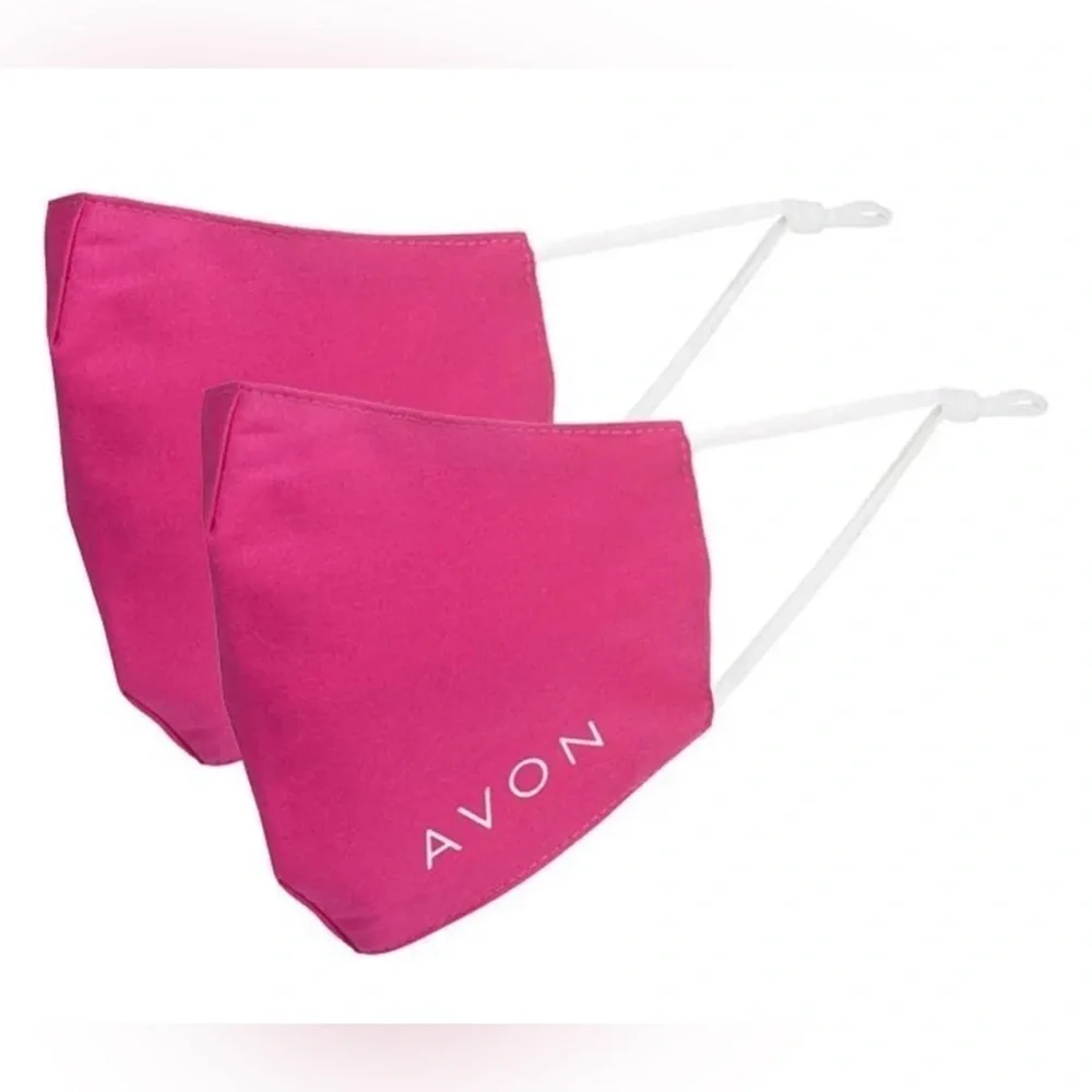 😷 2- AVON FACE MASKS Fashion With Filter Pocket Limited Edition Rare Old Stock